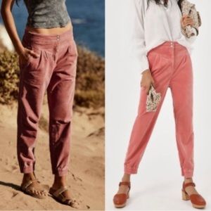 Anthropologie Kalea Corduroy Jogger Trousers Dusty Pink Size Small